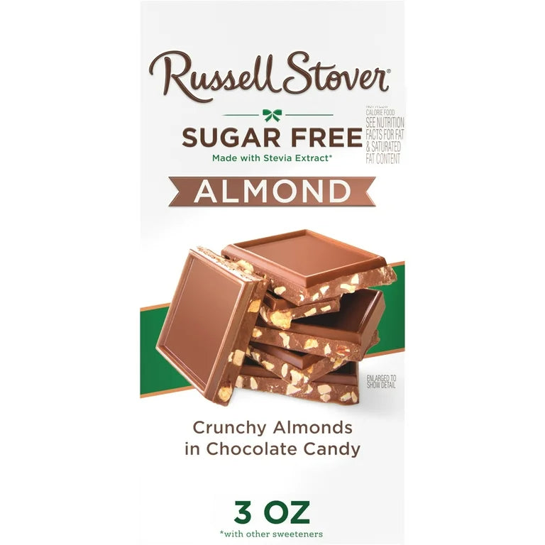 Barra Chocolate Sin Azúcar Russell Stover Almendras 85g