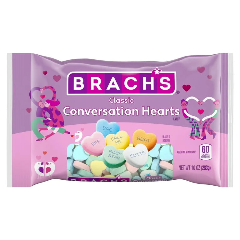 VALENTINE: Dulces Clásicos Brach’s Conversation Hearts Tamaño Grande 283g
