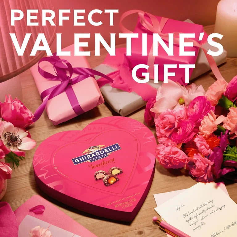 VALENTINE: Caja Regalo Chocolates Sweetheart Collection Ghirardelli Fresa, Caramelo & Turrón 132g