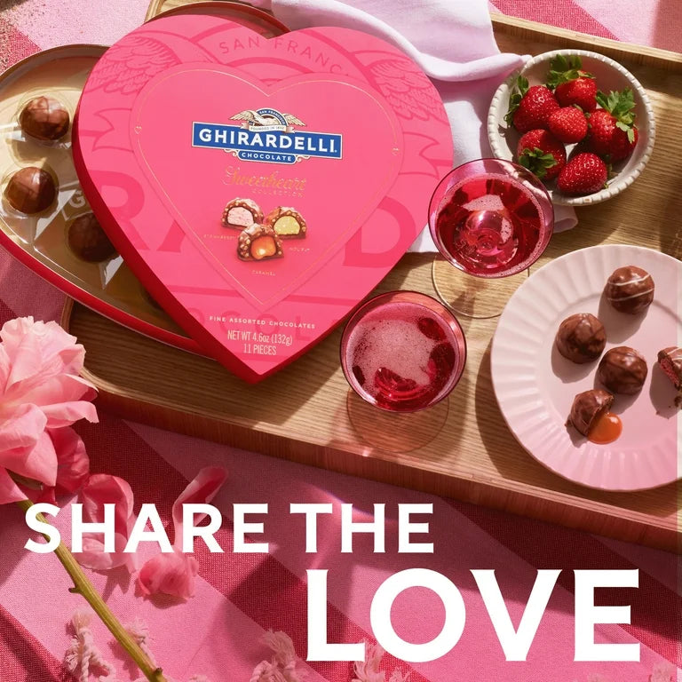 VALENTINE: Caja Regalo Chocolates Sweetheart Collection Ghirardelli Fresa, Caramelo & Turrón 132g