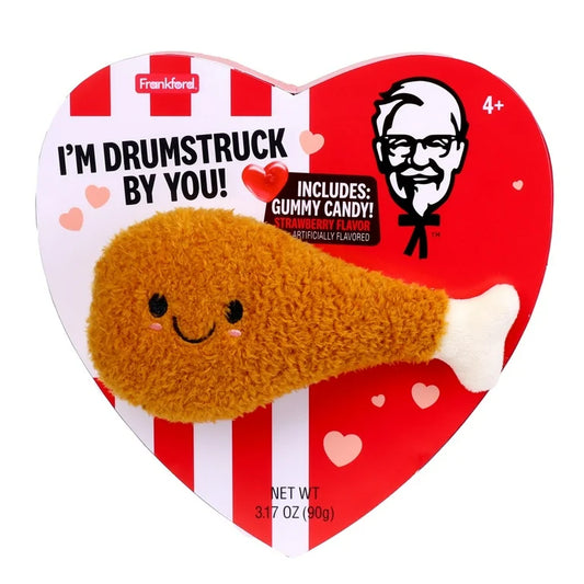 VALENTINE: Caja Corazón KFC Peluche Muslo + Caramelos Fresa 90g