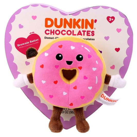 VALENTINE: Caja Corazón Dunkin Peluche Donut + Chocolates 96g