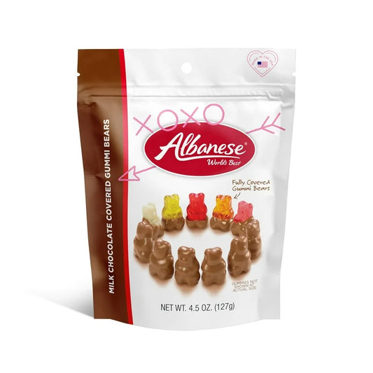 VALENTINE: Gomitas Gluten Free Albanese Gummy Bears Cubiertas Chocolate Tamaño Grande 127g