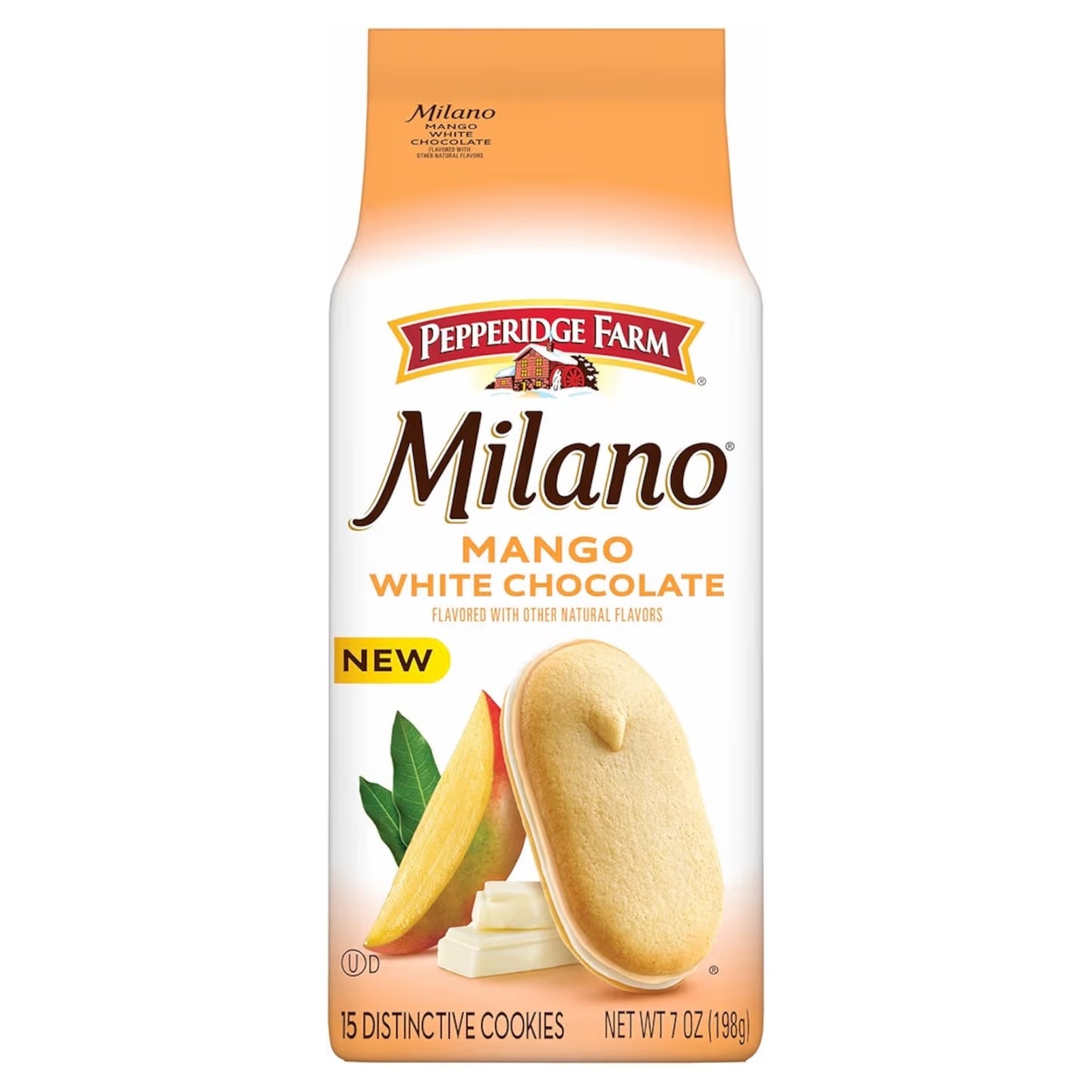 Galletas Rellenas Pepperidge Farm Milano Mango + Chocolate Blanco Tamaño Grande 198g