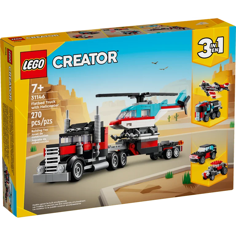 Set Lego Creator 3 en 1 Camión Porta Helicópteros