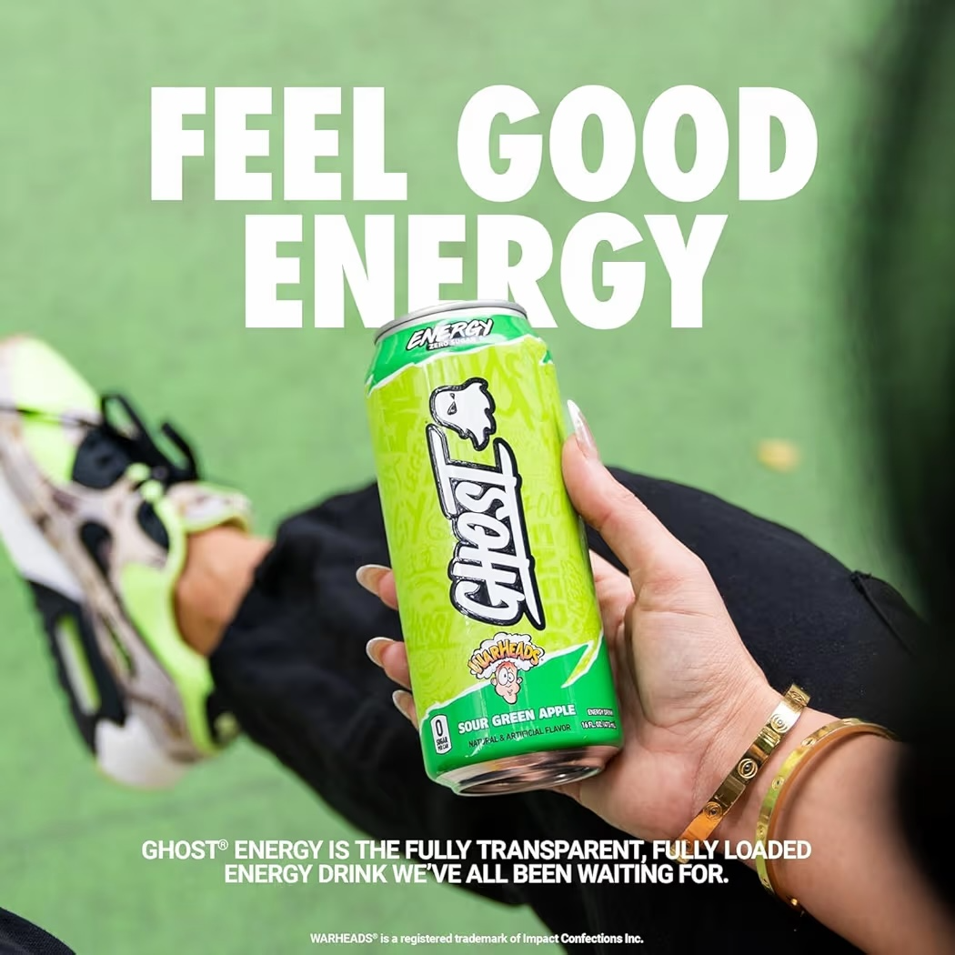 Ghost Energy Warheads Sour Green Apple Sin Azúcar 473 mL