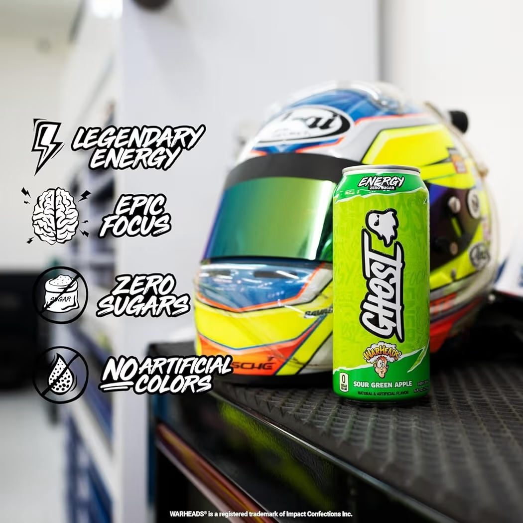 Ghost Energy Warheads Sour Green Apple Sin Azúcar 473 mL