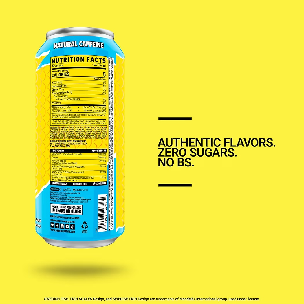 Ghost Energy Swedish Fish Sin Azúcar 473 mL