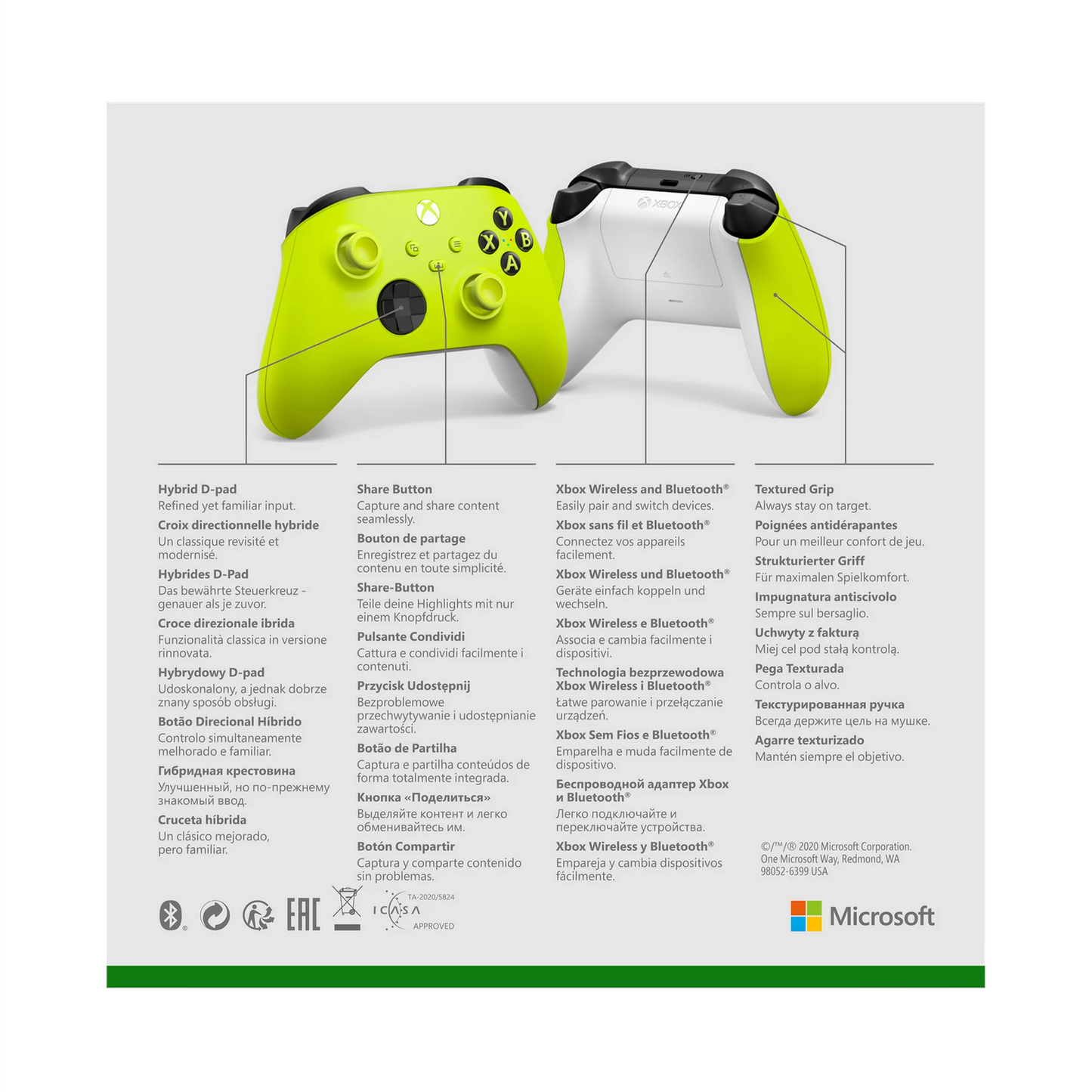 Microsoft Xbox Mando Inalámbrico Electric Volt Modelo Compatible Universal