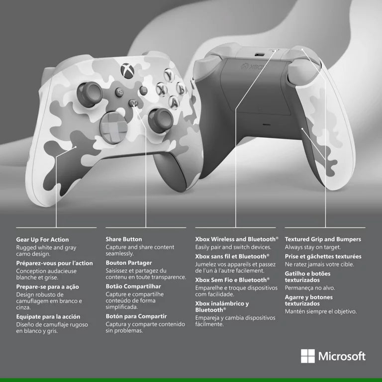 Microsoft Xbox Mando Inalámbrico Artic Camo Modelo Compatible Universal