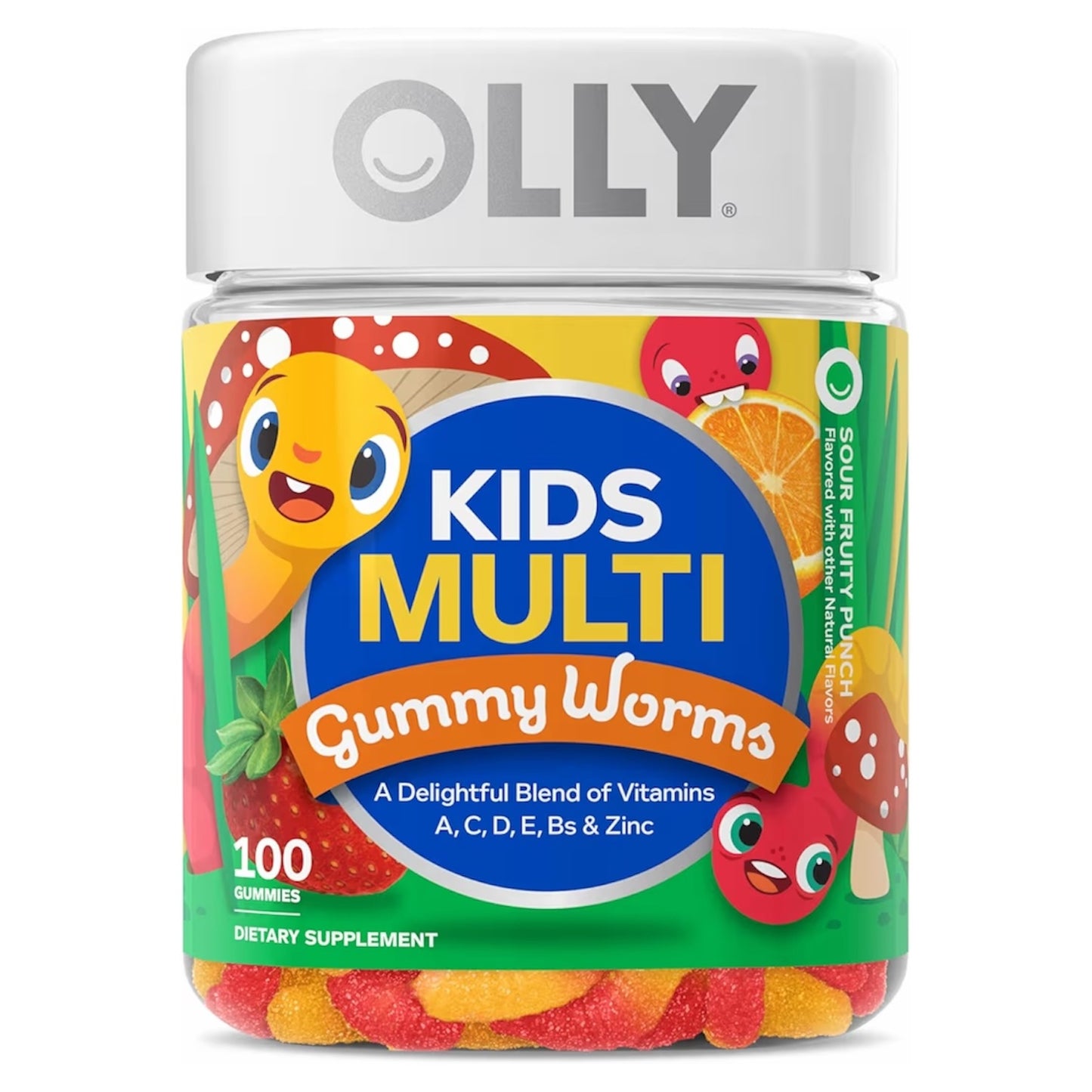 KIDS MULTI: Gomitas Olly Gummy Worms Sour Fruity Punch x100 Unidades