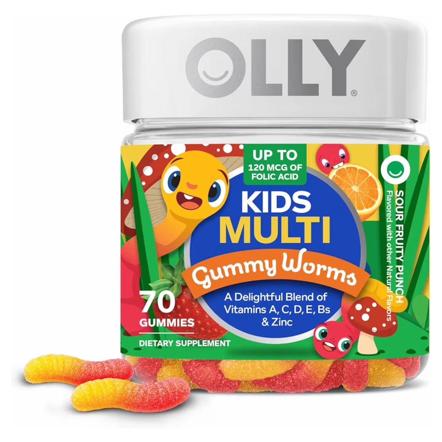 KIDS MULTI: Gomitas Olly Gummy Worms Sour Fruity Punch x70 Unidades