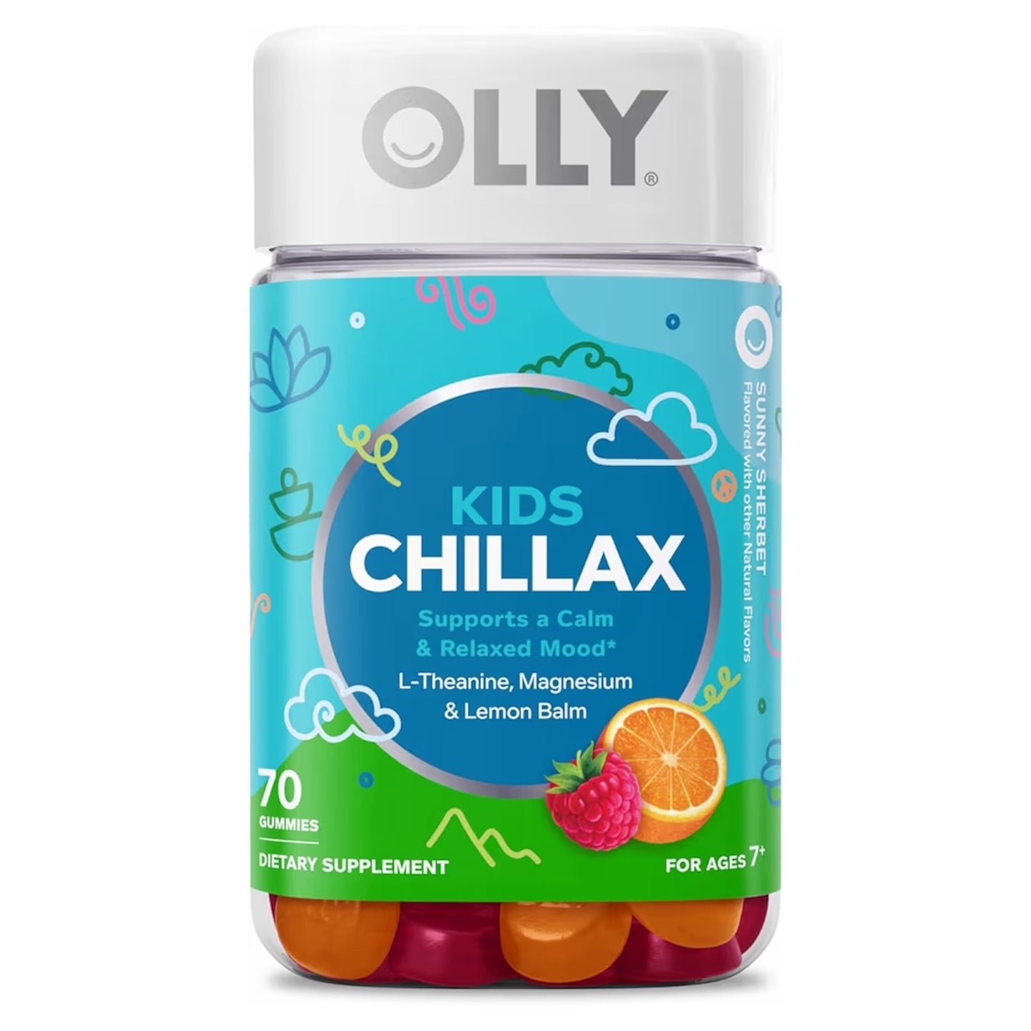 KIDS MOOD BALANCE: Gomitas Olly Kids Chillax Sunny Sherbet x70 Unidades