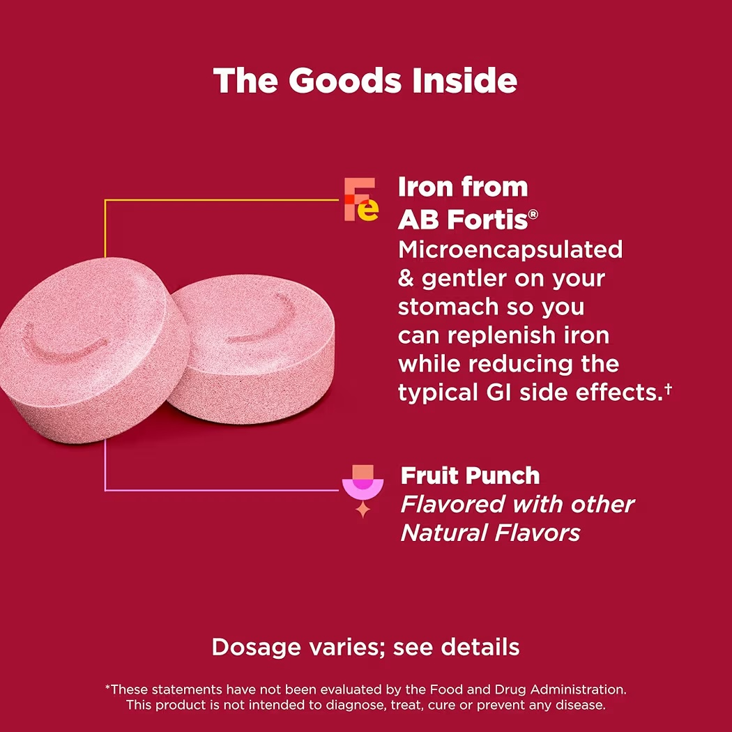 HIERRO: Pastillas Masticables Olly Fruit Punch x60 Unidades