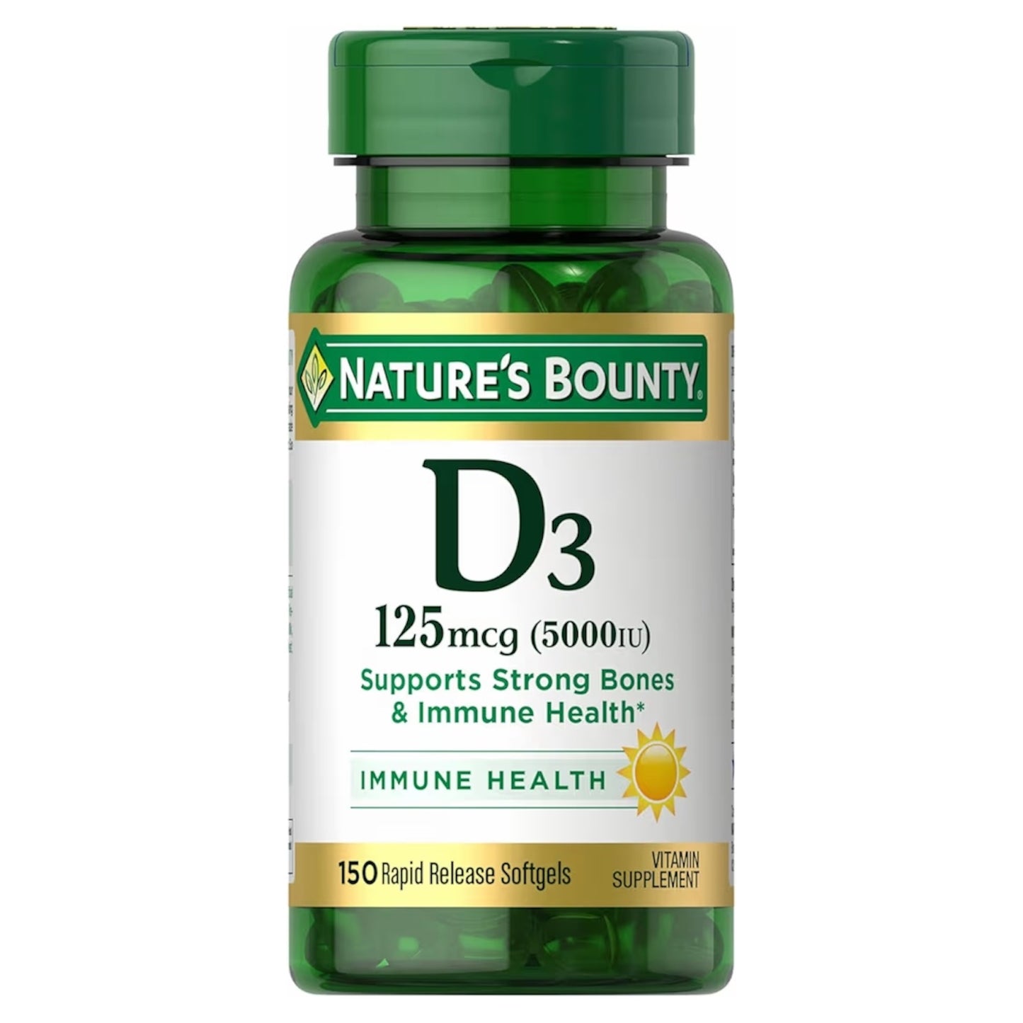 IMMUNE HEALTH: Cápsulas Blandas Nature’s Bounty Vitamina D3 - x150 Unidades