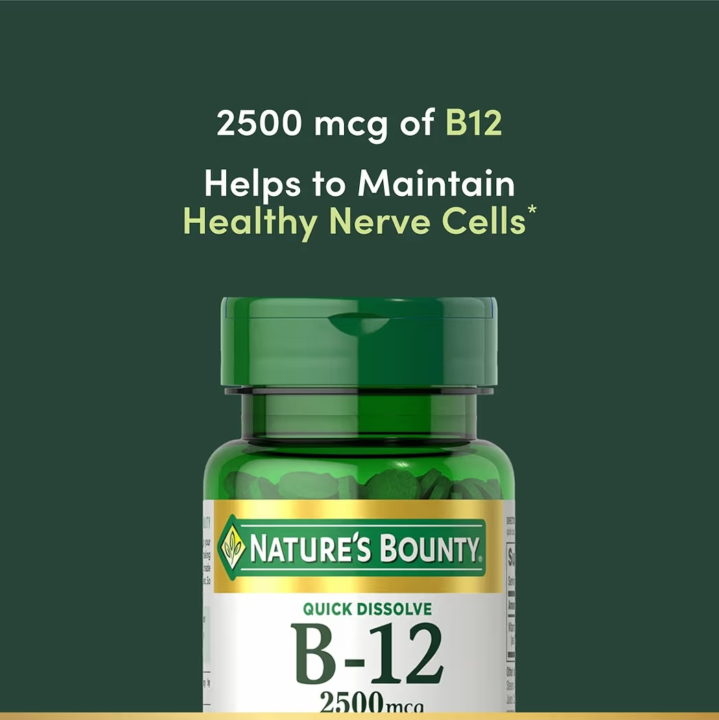 ENERGY HEALTH: Tabletas Rápida Disolución Nature’s Bounty Vitamina B-12 - x75 Unidades