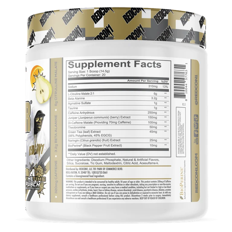 EDICIÓN LIMITADA: Suplemento Pre-Entreno Redcon1 Total War Primetime Punch 294g