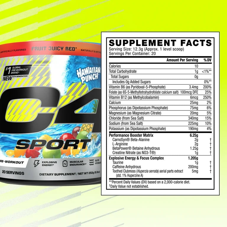 Suplemento Pre-Entreno C4 Sport Hawaiian Punch 252g