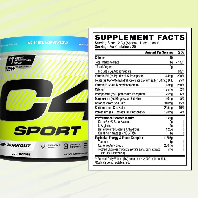 Suplemento Pre-Entreno C4 Sport Icy Blue Razz 244g