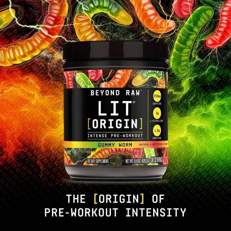 Suplemento Pre-Entreno Intenso Beyond Raw Lit Origin Gummy Worm 428g