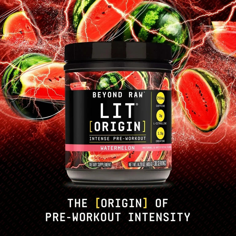 Suplemento Pre-Entreno Intenso Beyond Raw Lit Origin Sandía 428g