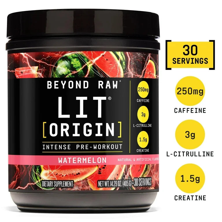 Suplemento Pre-Entreno Intenso Beyond Raw Lit Origin Sandía 428g