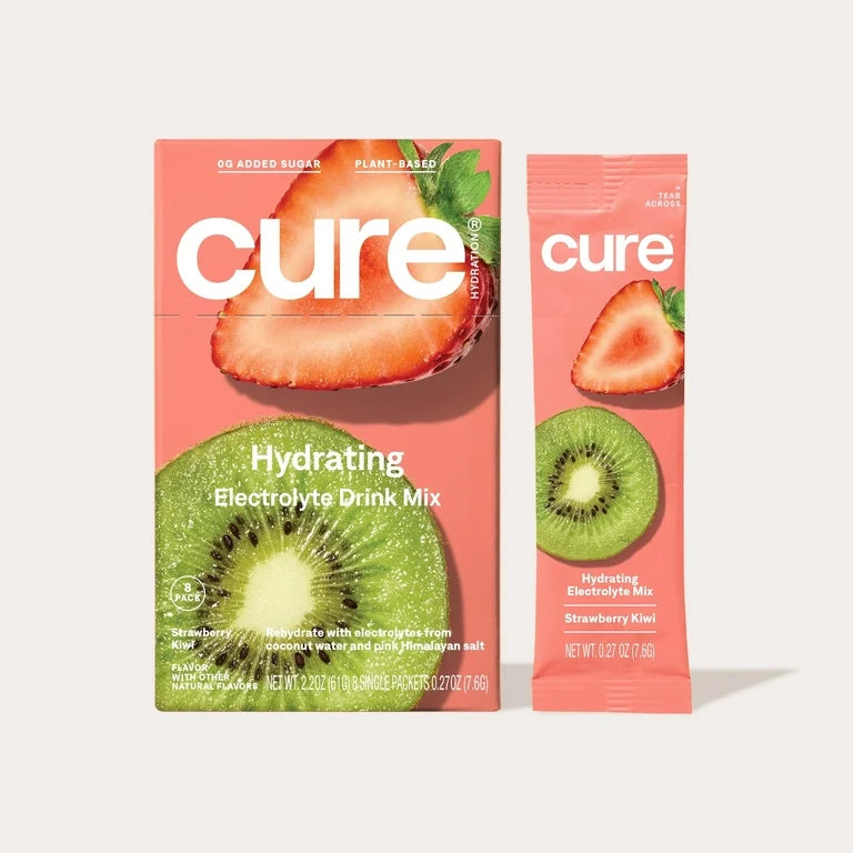 Bebida Vegana Cure Hydrating Electrolyte Drink Mix Fresa & Kiwi x8 Unidades - 58g