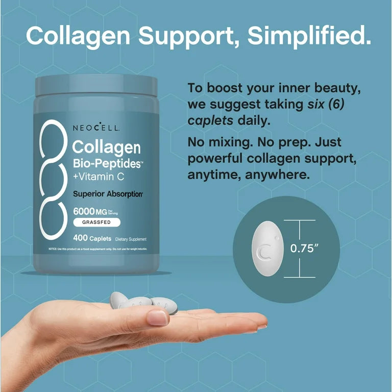 COLLAGEN: Cápsulas NeoCell Bio-Péptidos + Vitamina C x400 Unidades