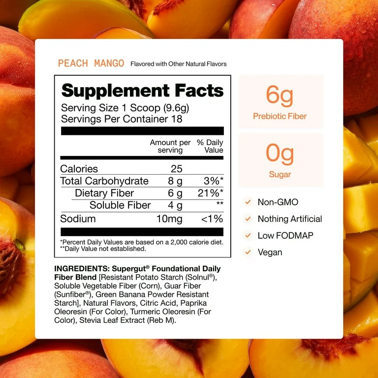 Fibra Prebiótica Mango & Durazno Supergut Foundational Daily Fiber 174g