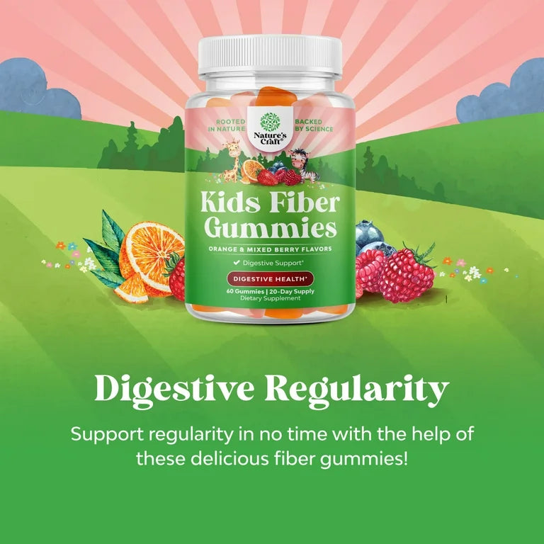KIDS DIGESTIVE HEALTH: Gomitas Fibra Nature’s Craft Orange & Mixed Berry x60 Unidades