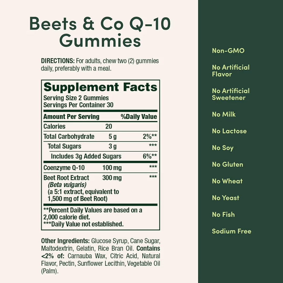 HEART HEALTH: Gomitas Nature’s Bounty Beets & Co Q-10 Frambuesa x60 Unidades