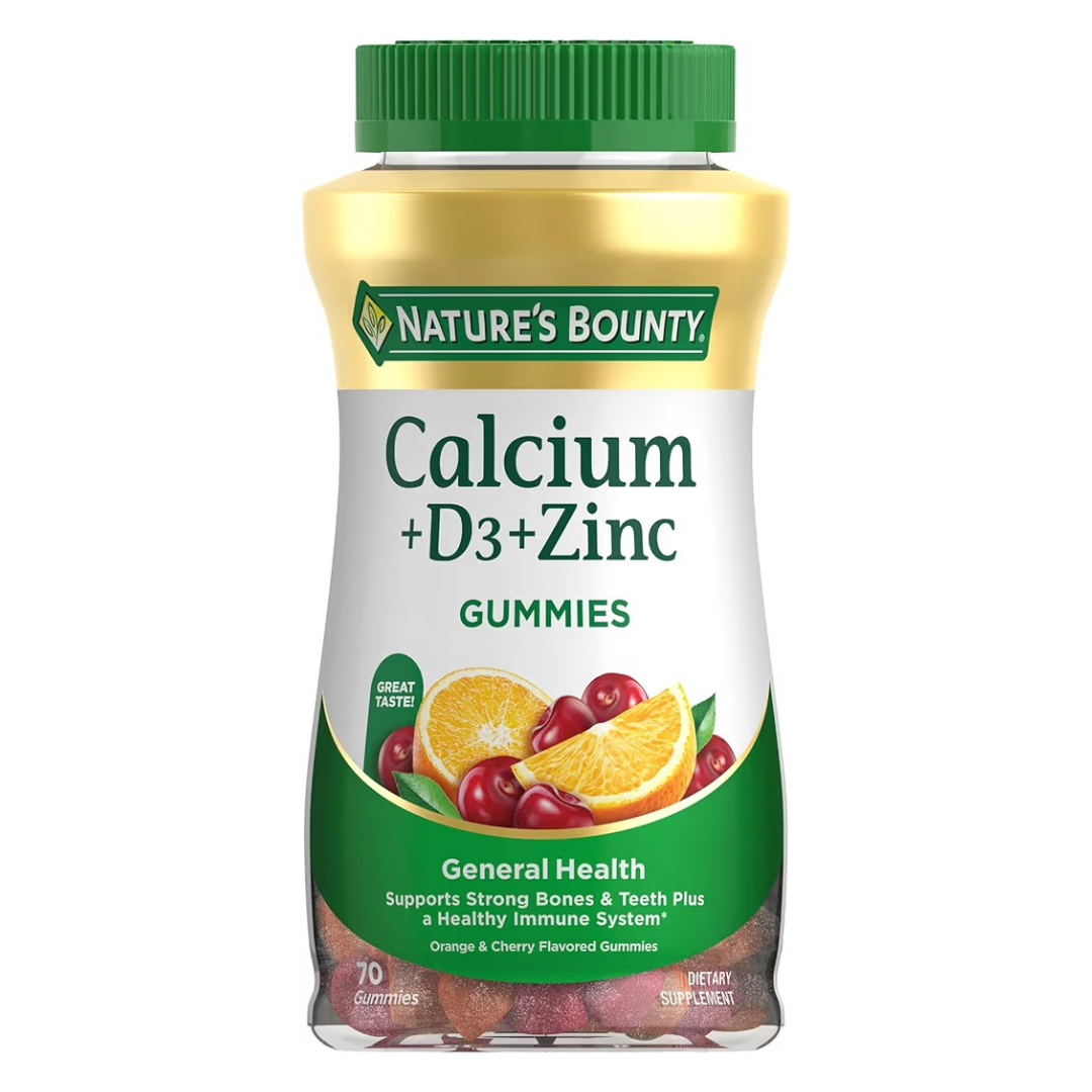 GENERAL HEALTH: Gomitas Nature’s Bounty Calcio + Vitamina D3 + Zinc Naranja & Cereza x70 Unidades