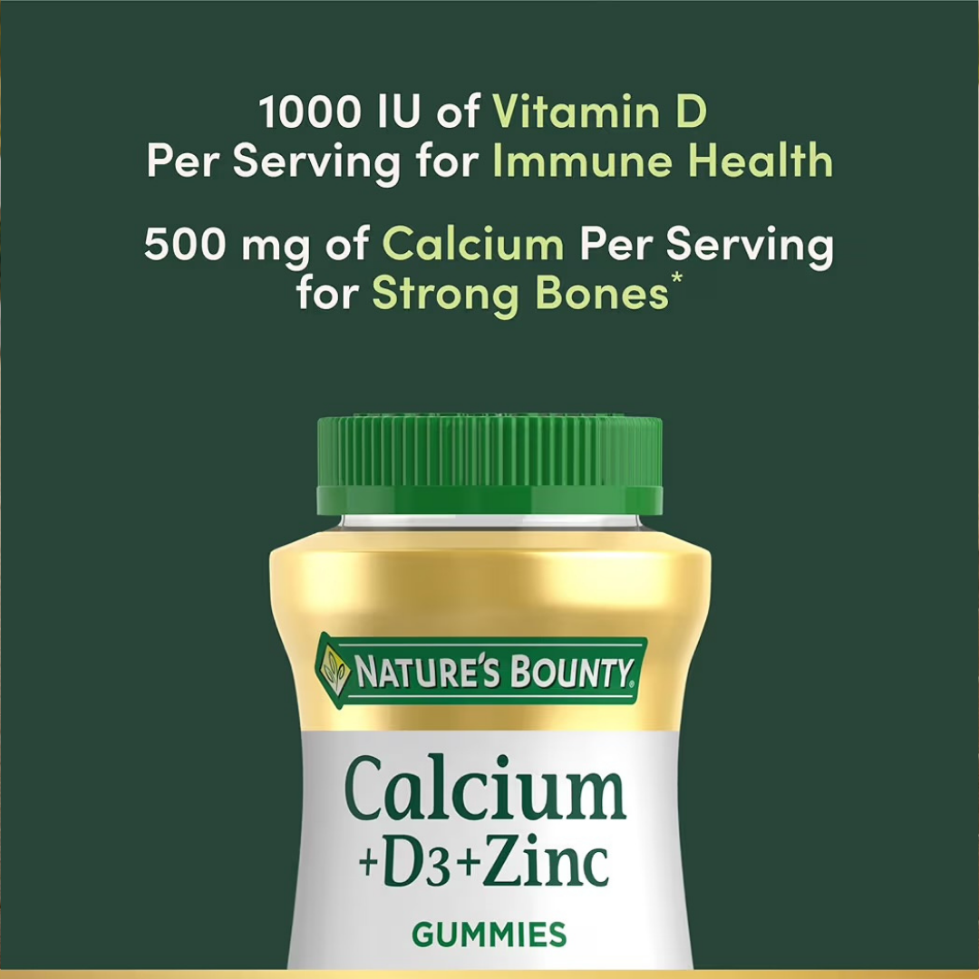 GENERAL HEALTH: Gomitas Nature’s Bounty Calcio + Vitamina D3 + Zinc Naranja & Cereza x70 Unidades