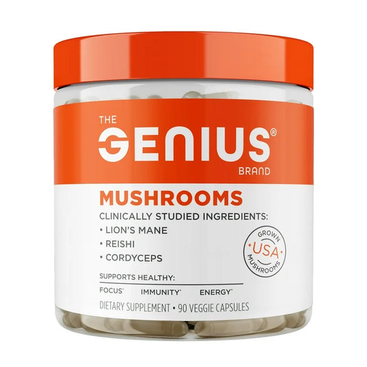 Cápsulas Veganas Genius Hongos Mushrooms Apoyo Inmunológico, Concentración & Energía x90 Unidades