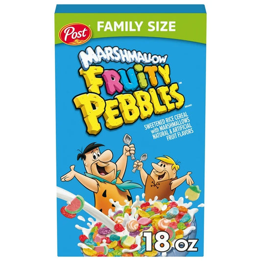 Cereal Frutal Fruity PEBBLES Marshmallow Libre de Gluten Tamaño Familiar 510g