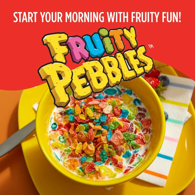 Cereal Frutal Fruity PEBBLES Marshmallow Libre de Gluten Tamaño Familiar 510g