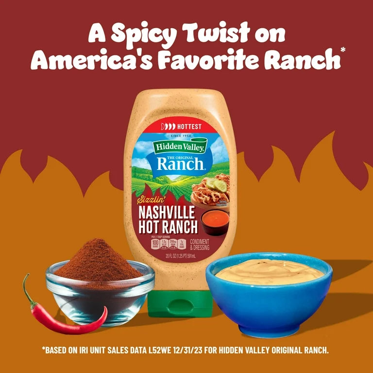 Salsa Hidden Valley Sizzlin’ Nashville Hot Ranch Tamaño Grande 591 mL