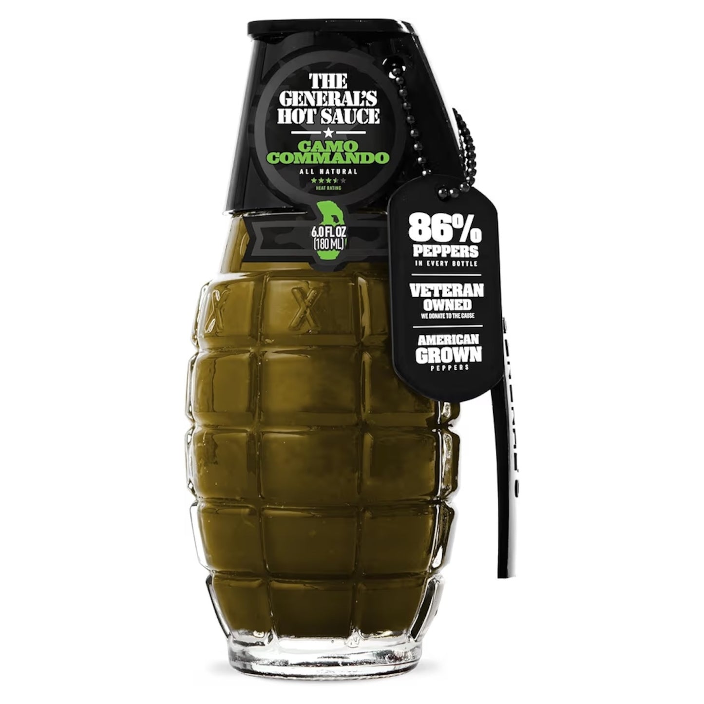 Salsa Picante The General’s Hot Sauce Camo Commando 180 mL