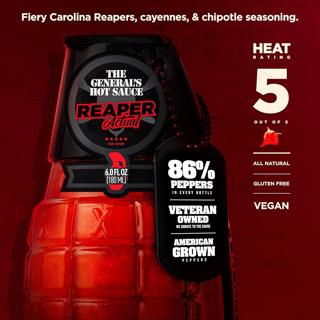 Salsa Picante The General’s Hot Sauce Reaper Actual 180 mL