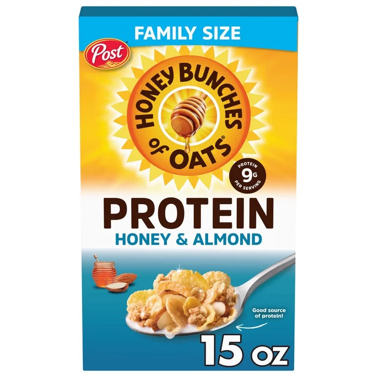 Cereal Proteico Honey Bunches Of Oats Miel & Almendras Tamaño Familiar 425g