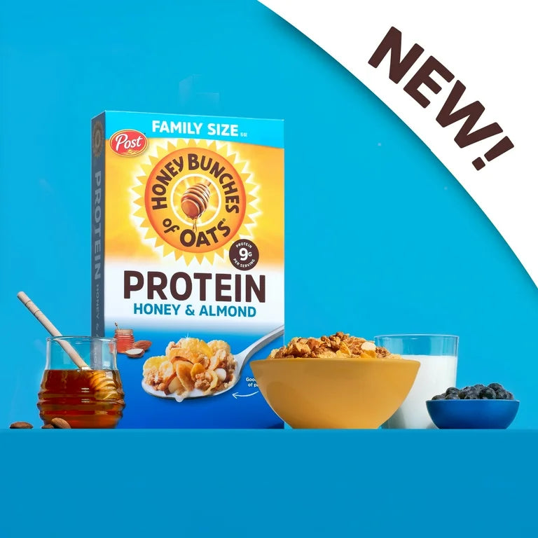 Cereal Proteico Honey Bunches Of Oats Miel & Almendras Tamaño Familiar 425g