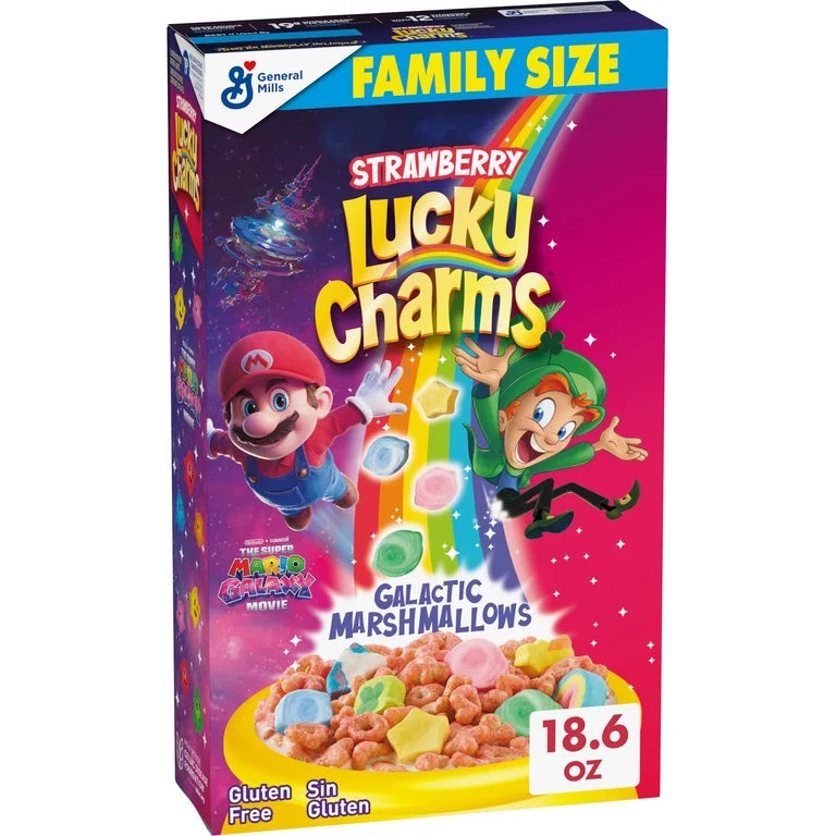EDICIÓN LIMITADA: Cereal Lucky Charms Fresa Galactic Marshmallows Tamaño Familiar 527g