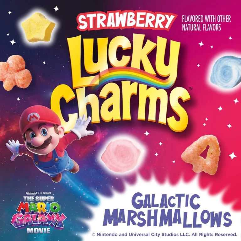 EDICIÓN LIMITADA: Cereal Lucky Charms Fresa Galactic Marshmallows Tamaño Familiar 527g