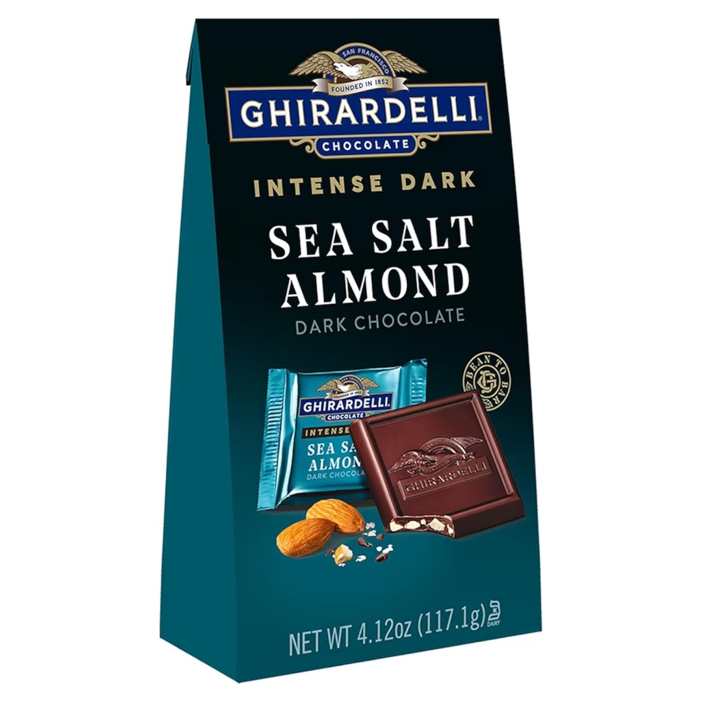 Chocolates Ghirardelli Squares Intense Dark Sea Salt Almond 117g