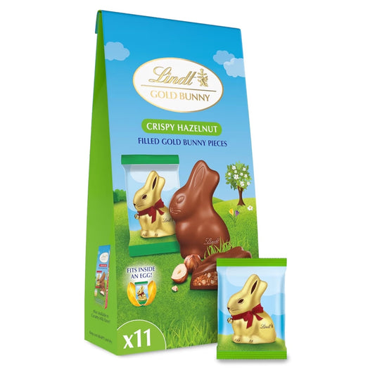 EASTER: Chocolates Lindt Gold Bunny Crispy Hazelnut x11 Unidades - 110g