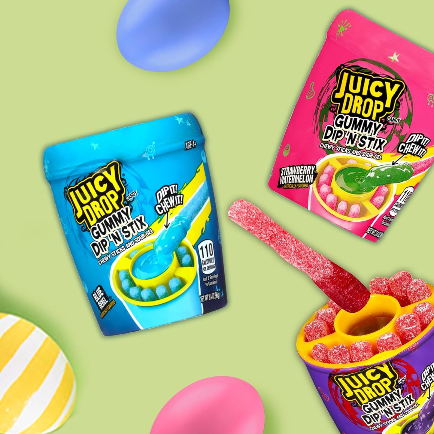 Gomitas + Gel Ácido Juicy Drop Gummy Dip ‘N Stix x1