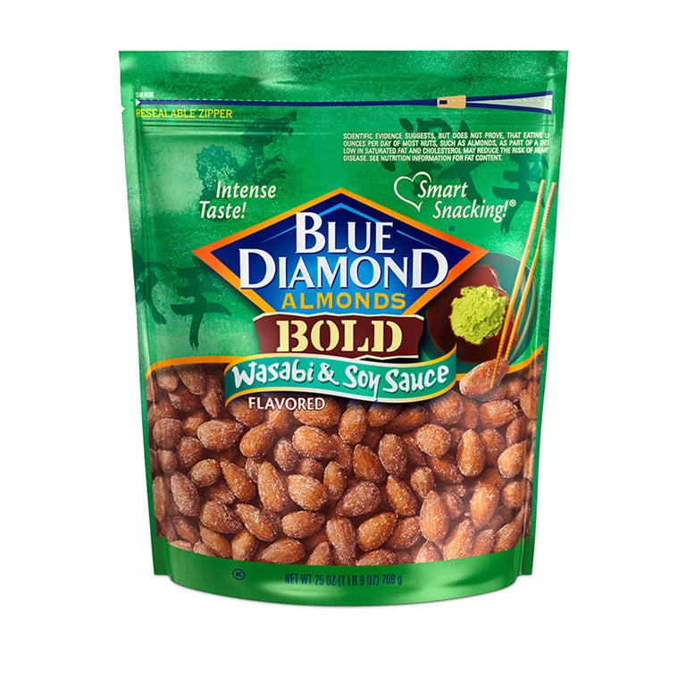 Almendras Blue Diamond Bold Wasabi & Soya Tamaño Grande 709g