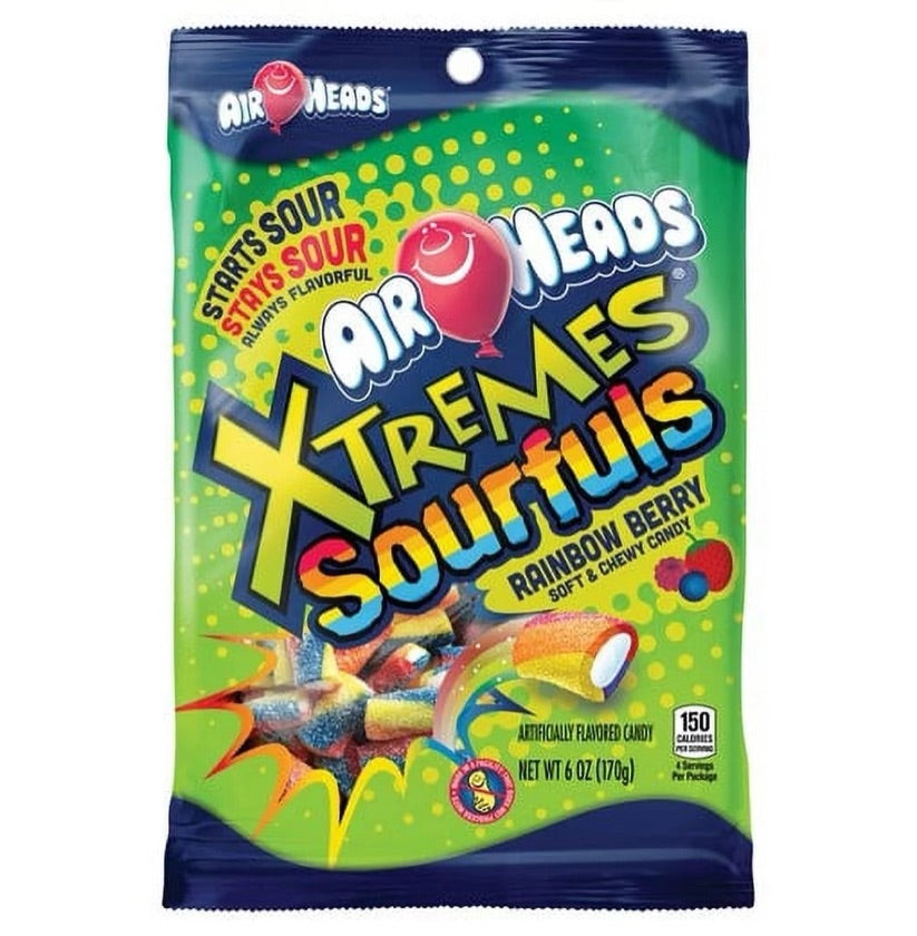 Gomitas Airheads Xtremes Sourfuls Rainbow Berry Grande 170g