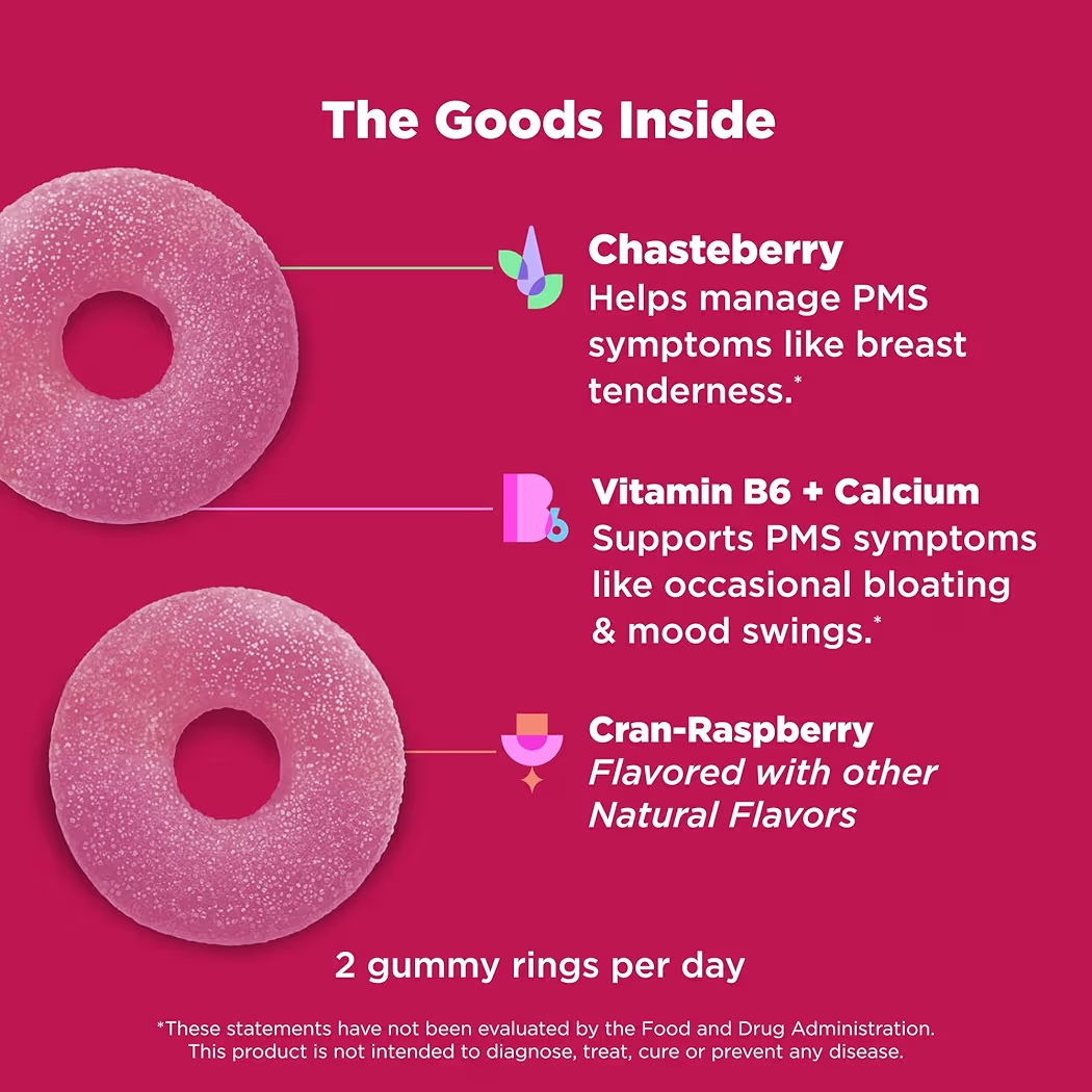 PERIOD HERO: Gomitas Olly Cran-Raspberry PMS Support x60 Unidades