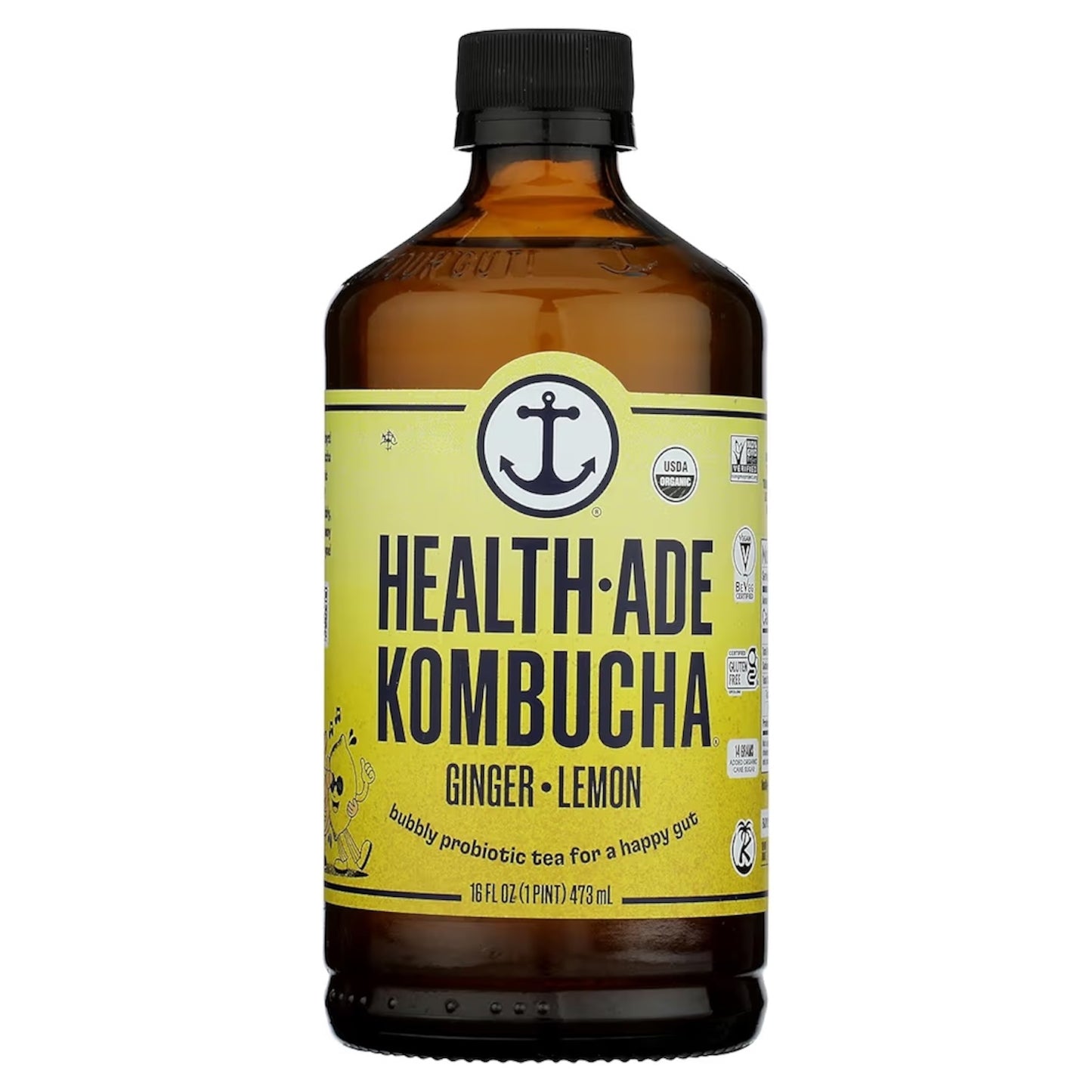 Bebida Probiótica Té Burbujeante Health Ade Kombucha Ginger Lemon 473 mL